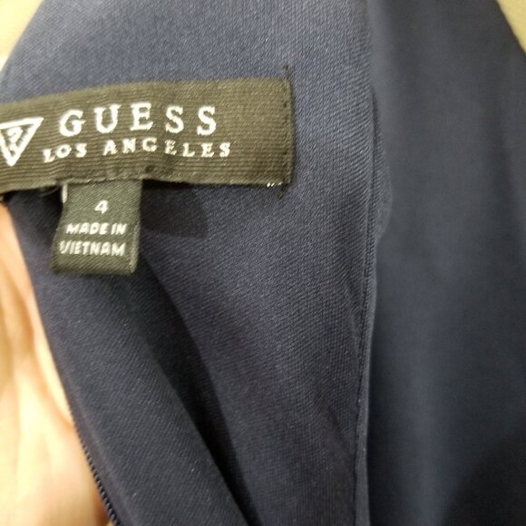 GUESS Strapless Floral Navy Sheath Dress SIZE 4 - Picture 3 of 9